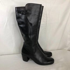 Ecco Women's Riding Boots Black Leather Zip Up Knee High Women's 10.5 M EU 41